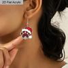 2D Flat 2pairs Y2K Christmas Hat Dog Paw Acrylic Dangle Earrings, Perfect Gift for Women, Christmas Party Jewelry