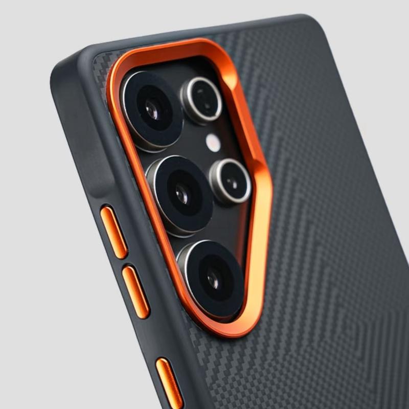 Carbon Fiber Texture Magnetic Charge Case For Samsung Galaxy S26 S25 S24 S23 Ultra Anti-fall Matte Alloy Lens Protector Cover