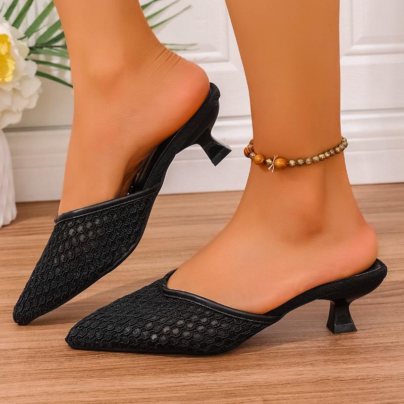

Minimalist Fashion Slippers 2025 Summer New Women s Slim Heel One Line Ladies Fashion High Heel Slippers Women Shoes 35 чёрный
