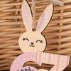 Yousheng 67 Bunny Easter Basket Tag Wooden Bunny Hanging Tag Funny Six Seven Rabbit Farmhouse Easter Sign for Spring Party Supplies