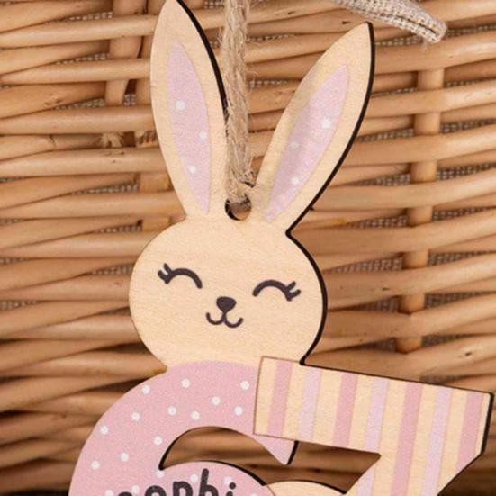 Yousheng 67 Bunny Easter Basket Tag Wooden Bunny Hanging Tag Funny Six Seven Rabbit Farmhouse Easter Sign for Spring Party Supplies