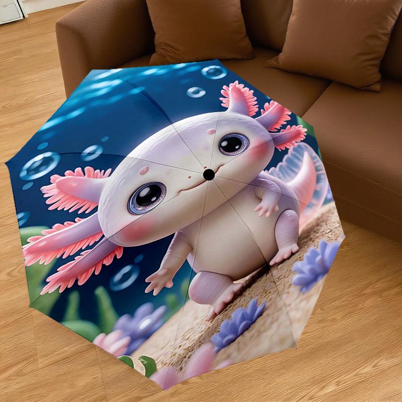1PC Axolotl Ocean Umbrella-8-Rib Reinforced Portable Folding Travel Suitable for All Seasons Outdoor Daily Use  -J0353