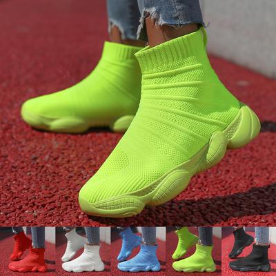 Spring and Autumn New Flying Woven Large Size Casual Sports Shoes High Top Breathable Non-slip Couple Big Size Ankle Boots
