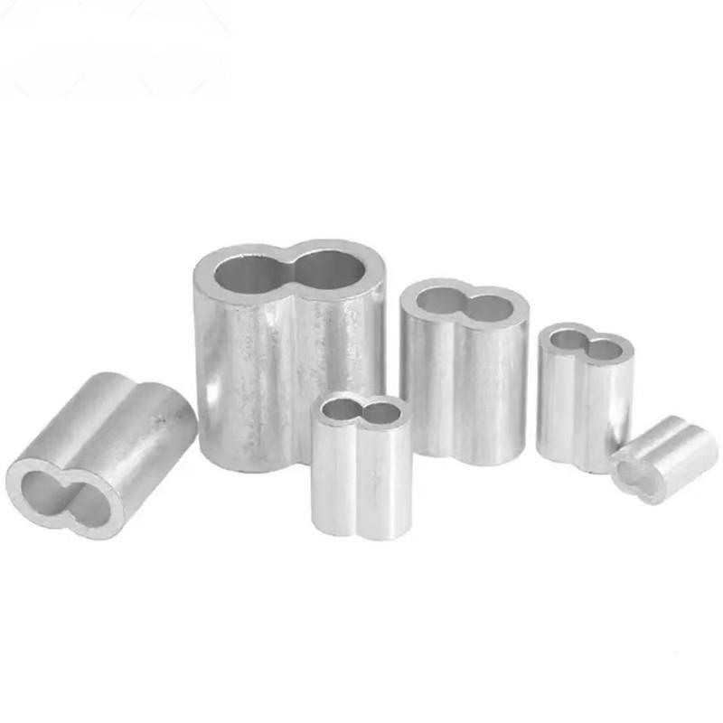 Wire Rope Ferrule M1 M1.2 M1.5 M2 M2.5 M3-M12 Aluminum Ferrules Clamps 8-Shape Double Hole Aluminum Casing Wire Rope Oval Clip