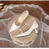 Women's Pointed Toe High Heels French Style Chunky Heel Spring White Shoes Comfortable Elegant Slip-On