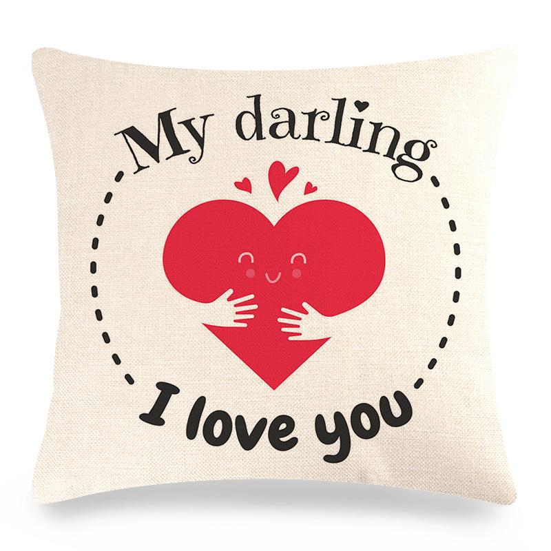 Home Decor Valentine'S Love Themed Decorative Pillow Covers Pattern Cushion Cover Suitable For Sofa Bedroom Car Pillow Cover