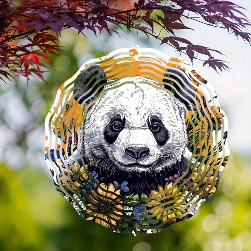 10 Inch Rotating Wind Chime with Cute Panda Design 360 Degree Hook for Garden Patio Yard Decor Summer Spring Gift for Friends Family