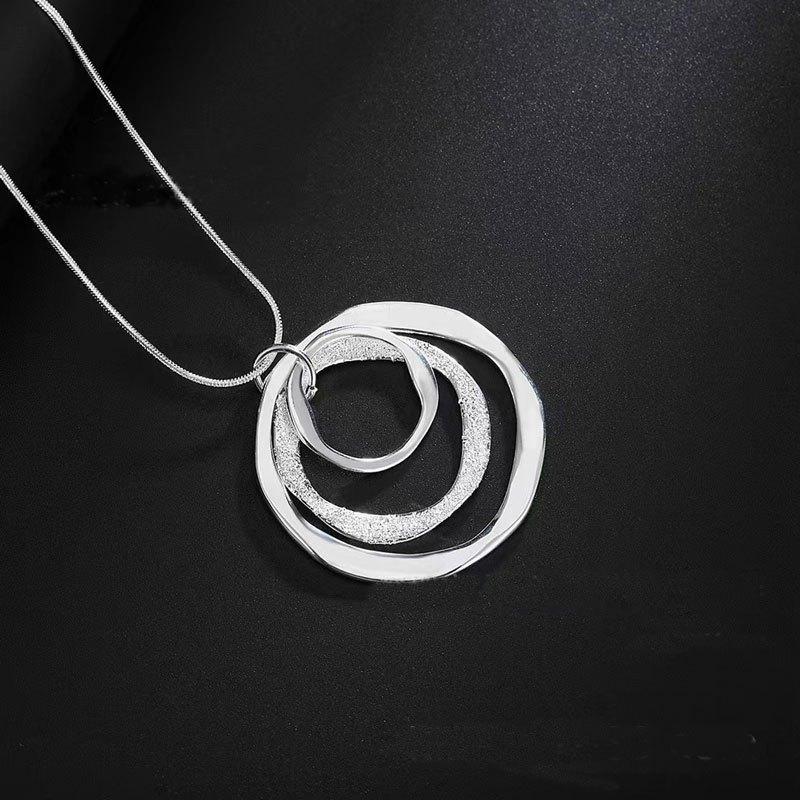 Fashion Simple Design Winding Circle Pendant Necklace Women Personalized Trend Holiday Party Jewelry Accessories