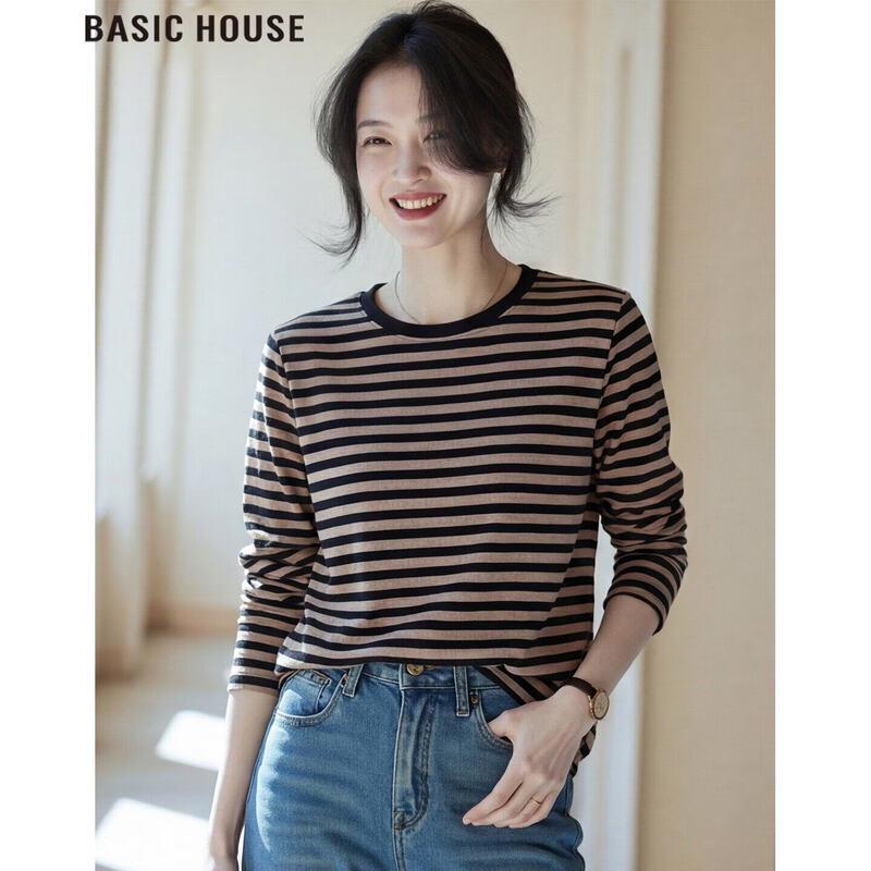 Basic House Women s Color Block Stripe Long Sleeve T-Shirt L