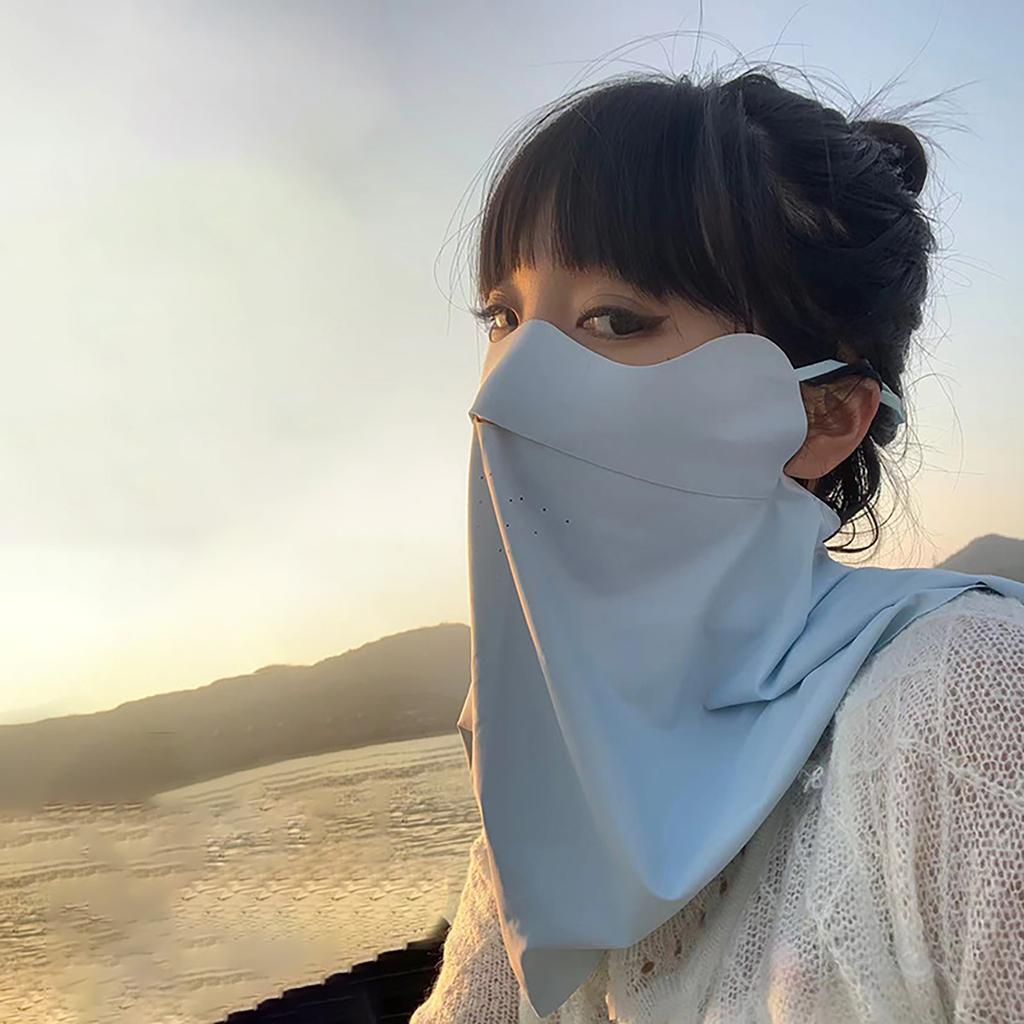 Breathable Sun Protection Face Mask Cover Lightweight Soft Fabric Adjustable Ear Loops UV Shield Outdoor Use