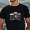Vintage Camera T-Shirt, Retro Photography Design, Galaxy In the Lens, Gift for Photographers, Starry Sky Shirt, Universe Lover Tee