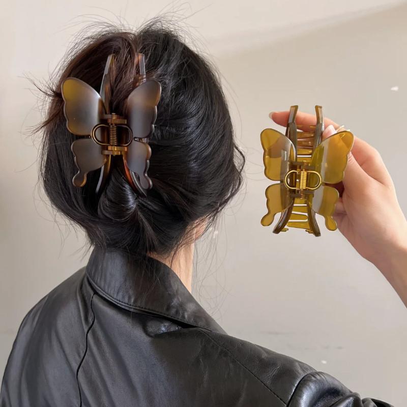 Large Solid Color Butterfly Hair Claw Clip Women French Hair Styling Tools Accessories Retro Shark Clip Sweet Hair Clip