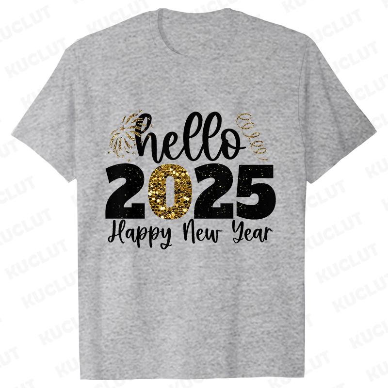 Happy New Year Shirt Please Wait 2025 Loading T-shirts Short Sleeve O-neck T-shirts Fashion Casual Tshirts Short Sleeve Tees