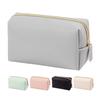 Portable Makeup Bag Faux Leather Cosmetic Bag Waterproof Solid Color Toiletry Organizer for Daily Use Travel Business Trip