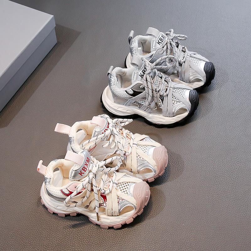 Kids Sports Sandals Soft Sole Comfortable Boys Girls Running Shoes Mesh Breathable 2025 Summer New Children Sandals Non-slip