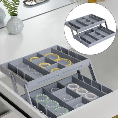 2/3 Tier Drawer Organizer Multi Level Collapsible Expandable Desk Organizer Trays For Office Supplies,Kitchen Cosmetics Utensils