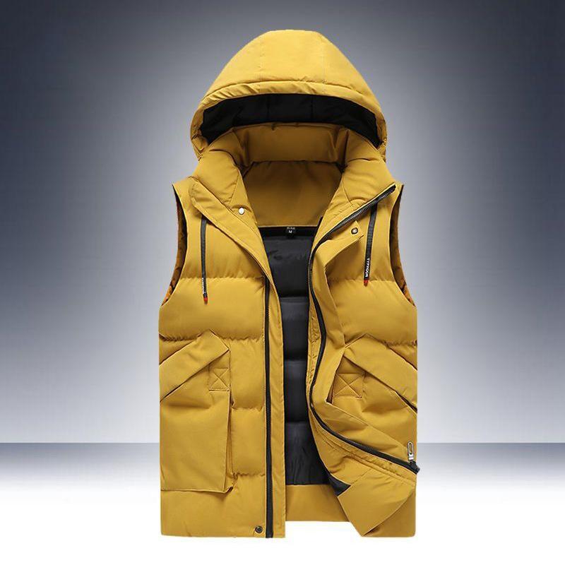 Pánská vesta Slim Fit s kapucí Pěkná bavlněná bunda tílko Módní a teplá vesta