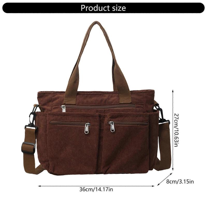 Creative Corduroy Crossbody Bag for Women Shoulder Bags Casual Satchel Purse for Office School and Everyday Use  Green
