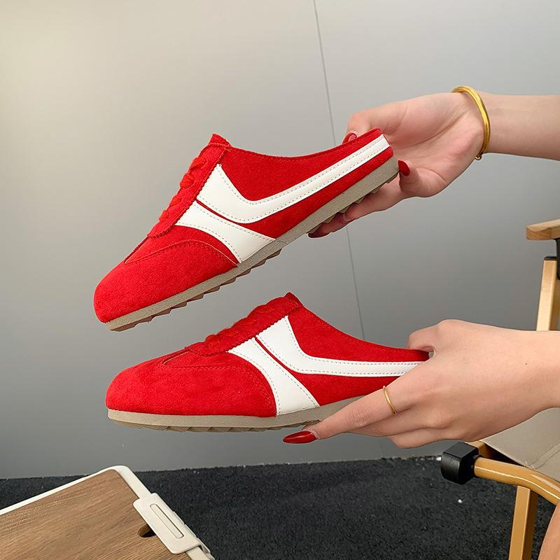 

Baotou slippers lace-up women s shoes, German training shoes, non-slip and super soft outer wear, new platform sandals, home advanced 35 красный