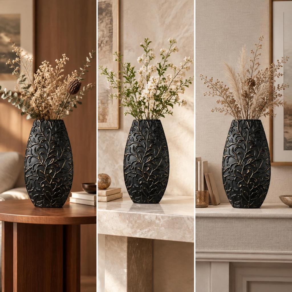Botanical Vase Elegant Embossed Decorative Textured for Dining Table Centerpiece, Living Room