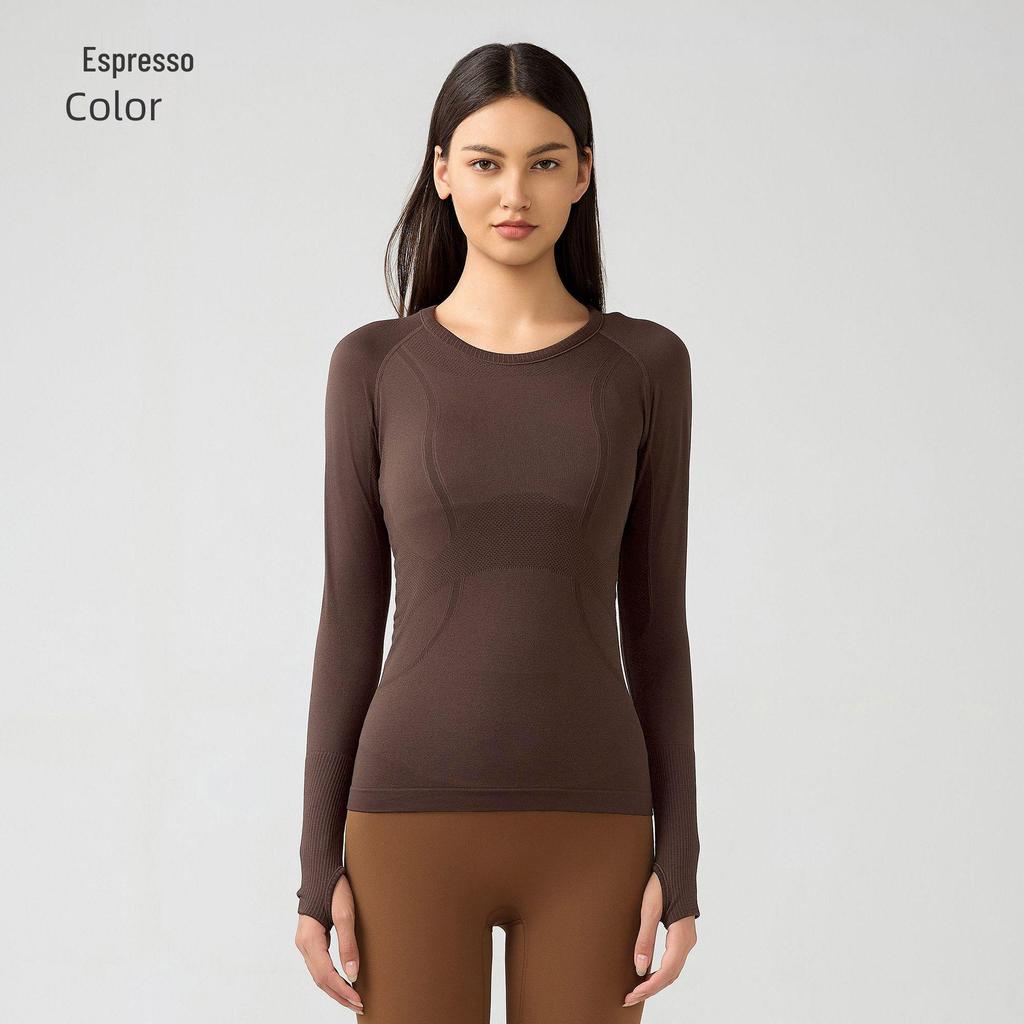 Women's Seamless Long Sleeve Yoga Top – Comfortable, Breathable, Tight-Fitting, Slimming Fitness Wear