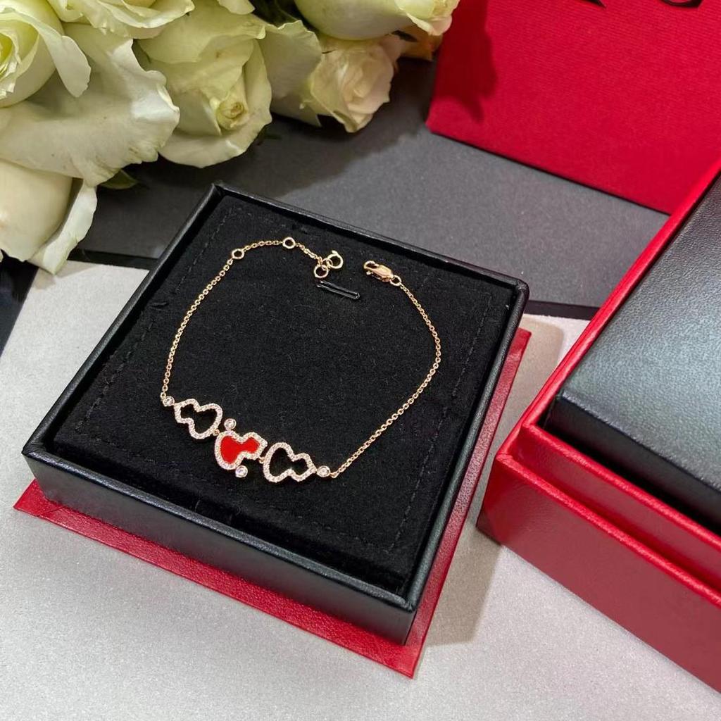 V Gold 18K Rose Gold Double Gourd Necklace with Natural Carnelian, White Mother-of-Pearl, and Diamond Inlay.
