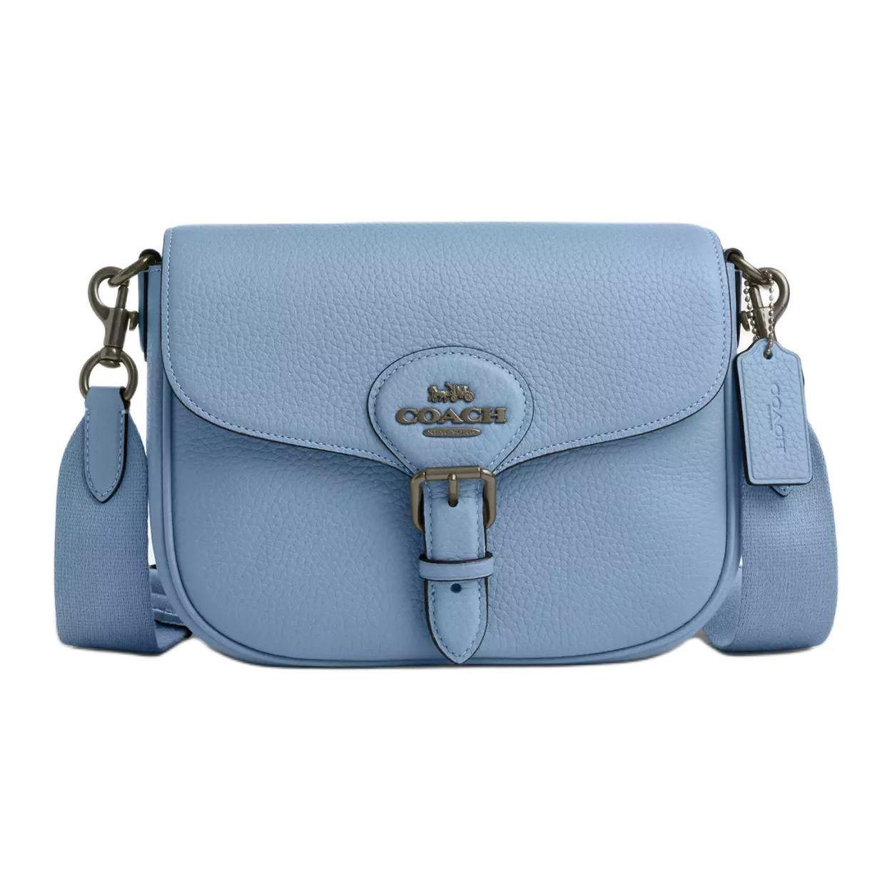 

Coach Amelia 23 Logo Gold Hardware Leather Saddle Bag Women shoulder bag Blue CP107-QBCFL Basic Set (Bag+Dust Bag)