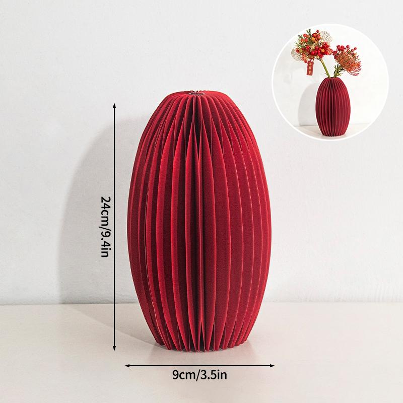 3D Paper Honeycomb Vase 2026 New Year Decoration Reusable Table Centerpieces Red Decorative Vase Wedding Christmas Party Decor