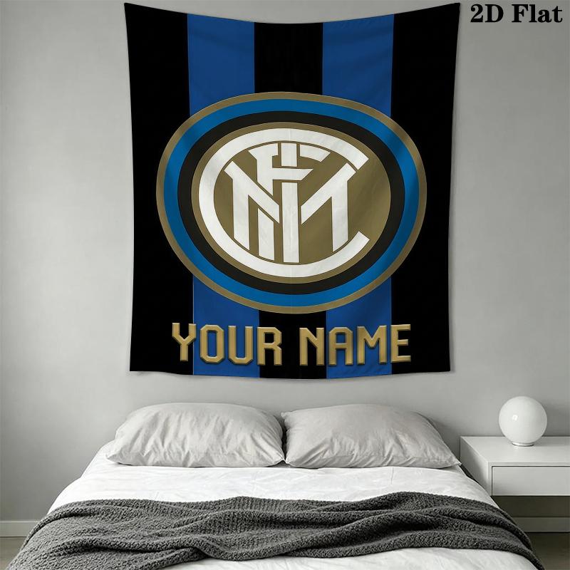 Custom Name Inter Milan Wall Tapestry Aesthetic Wall Hanging Printed Fabric Blanket Decorative Tapestries for Bedroom Living Room Home Decor