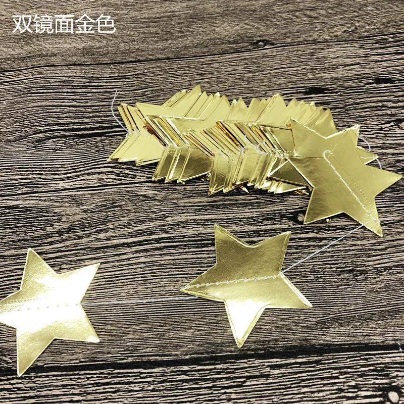 Bright Gold & Silver Paper Garland Star String Banners for Wedding Christmas Baby Shower Party Home Hanging Decor