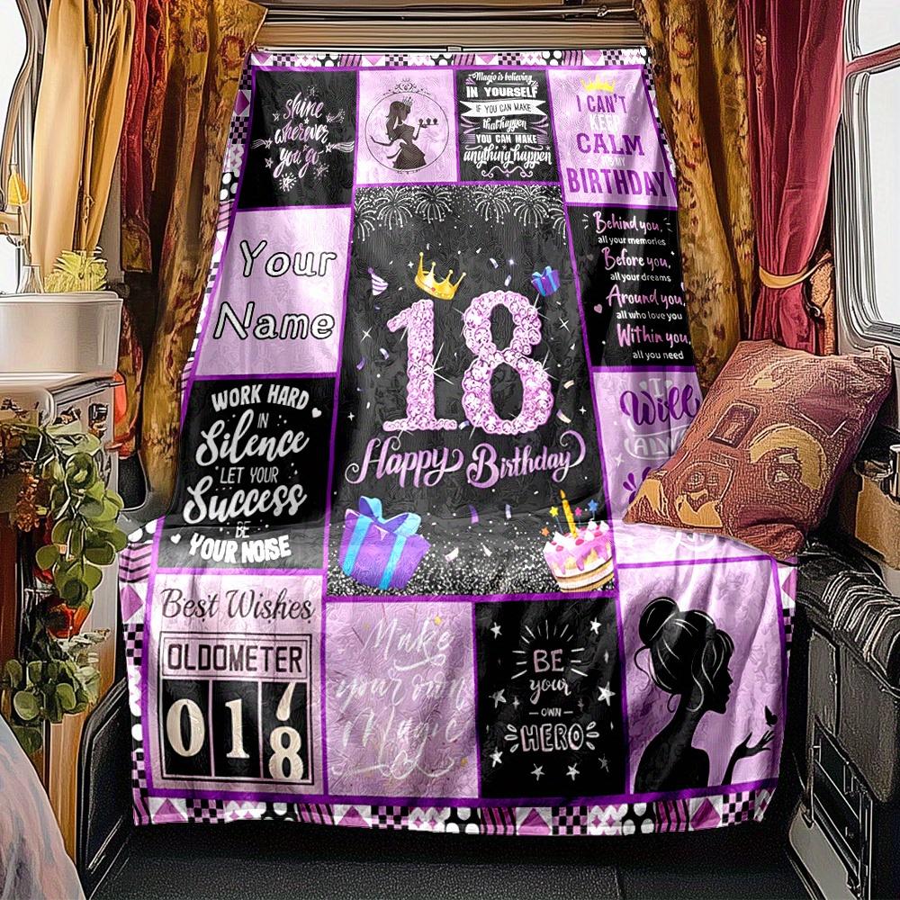 Princess Crown 18Th Birthday Blanket Personalized Name Soft Comfortable Stylish Blanket Car Blanket Perfect For Travel Camping Outdoor Home Suitable
