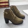 Autunno Inverno Stivali da donna con tacco alto Cinghie incrociate Stivali corti Comodi stivali impermeabili Caldi Taglie forti
