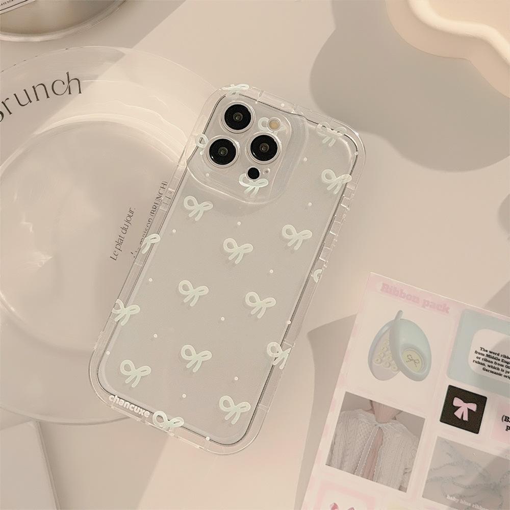 Girly Ins Simple Bow Polka Dot for Apple 17promax Mobile Phone Case for IPhone13 New 14pro