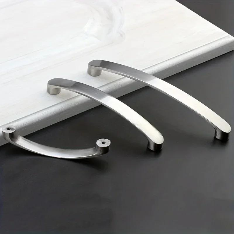 6pc Modern Brushed Aluminum Cabinet Handles, Suitable for Cabinets, Drawers Handles - Upgrade Your Kitchen with Style!