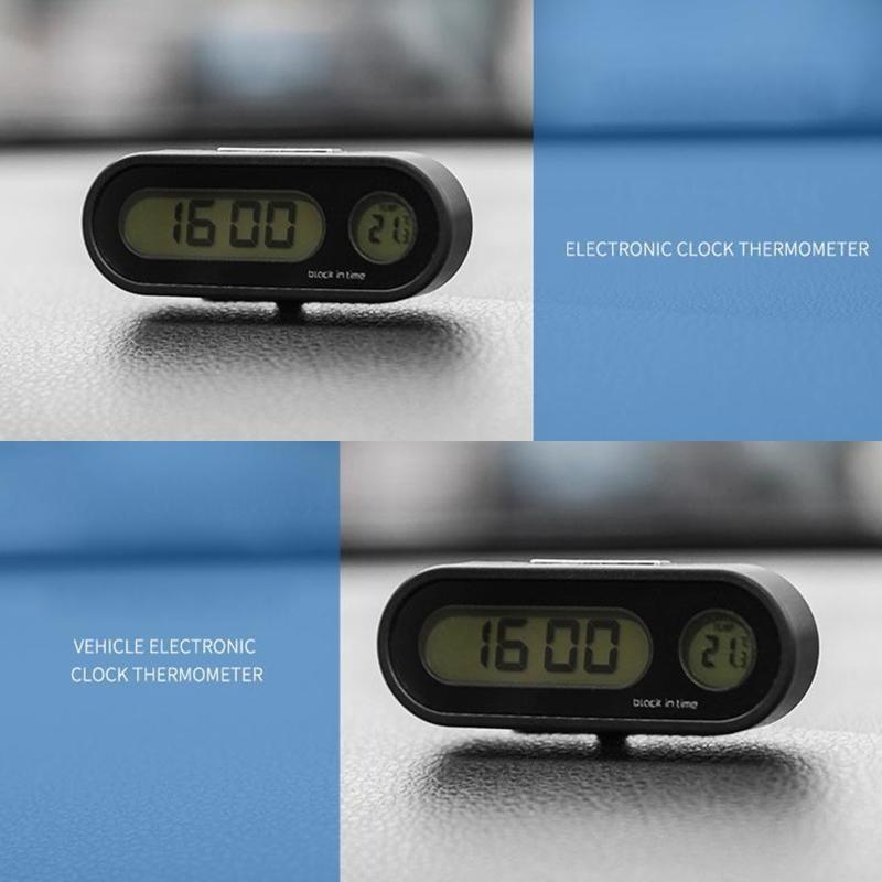 Car Auto LCD Display 2 In 1 Mini Car Digital Clock Thermometer for Time Monitor Portable Electronic LED Display Only Cel