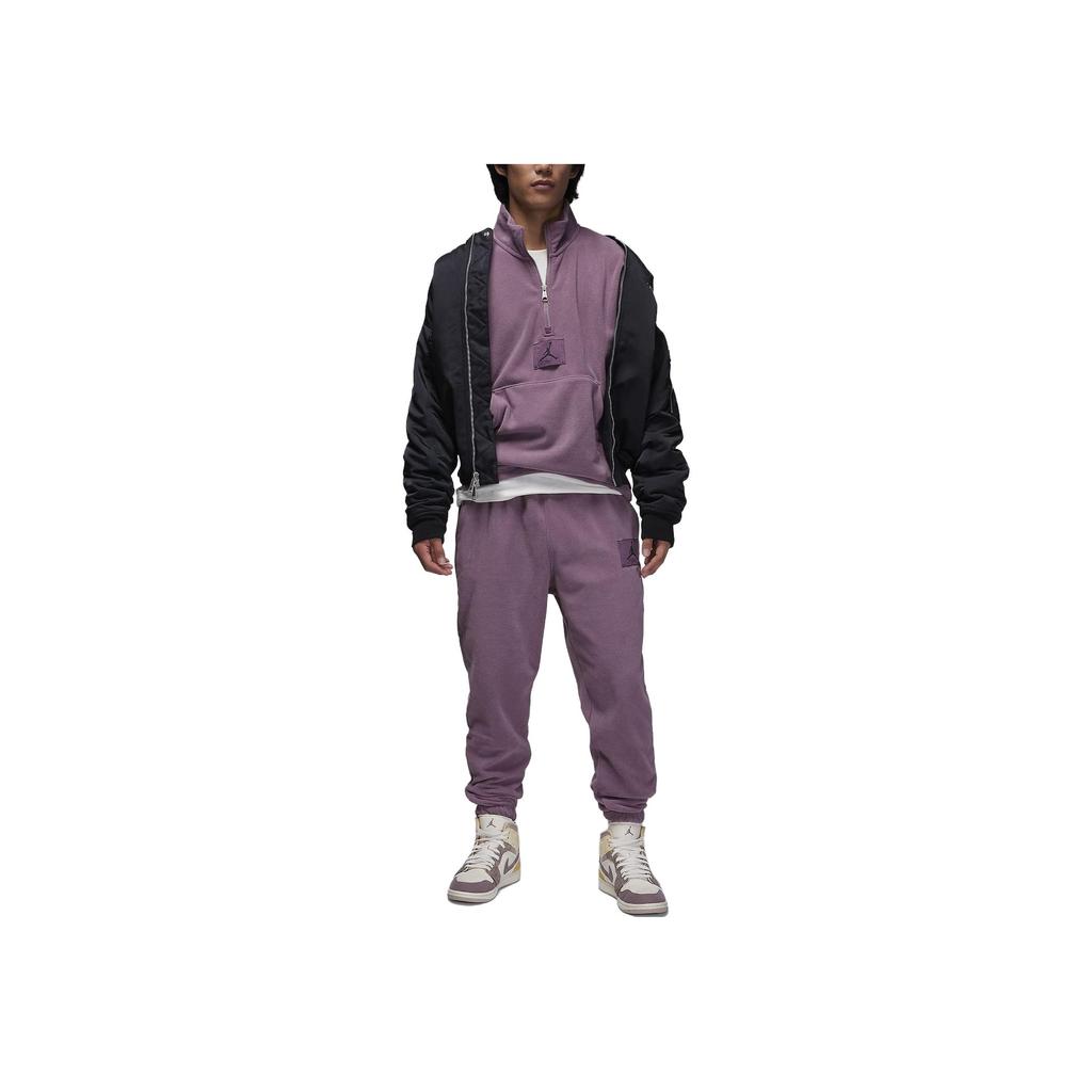 Jordan Flight Fleece Logo Print Mid-Rise Drawstring Cuffed Knit Joggers Men Bottoms Purple Red FD7532-508
