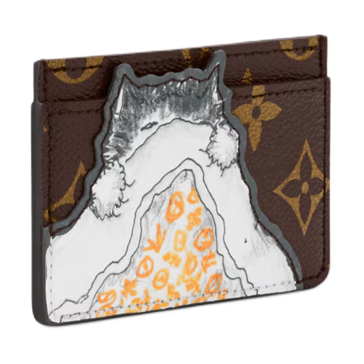 Louis Vuitton X Grace Coddington Collaboration Catogram Cat Nap Monogram Coated Canvas Card Holder Women Accessories Brown M15155