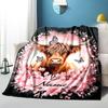 1PC Custom Name Highland Cow Butterflies Flannel blankets Patterns Throw Blanket All-Season Soft Gift for Couch, Bed, Camping gifts