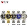 OFNS Herren Quarz Business Uhr: 3D Römische Ziffern, Doppelkalender, Wasserdicht, Edelstahlarmband.