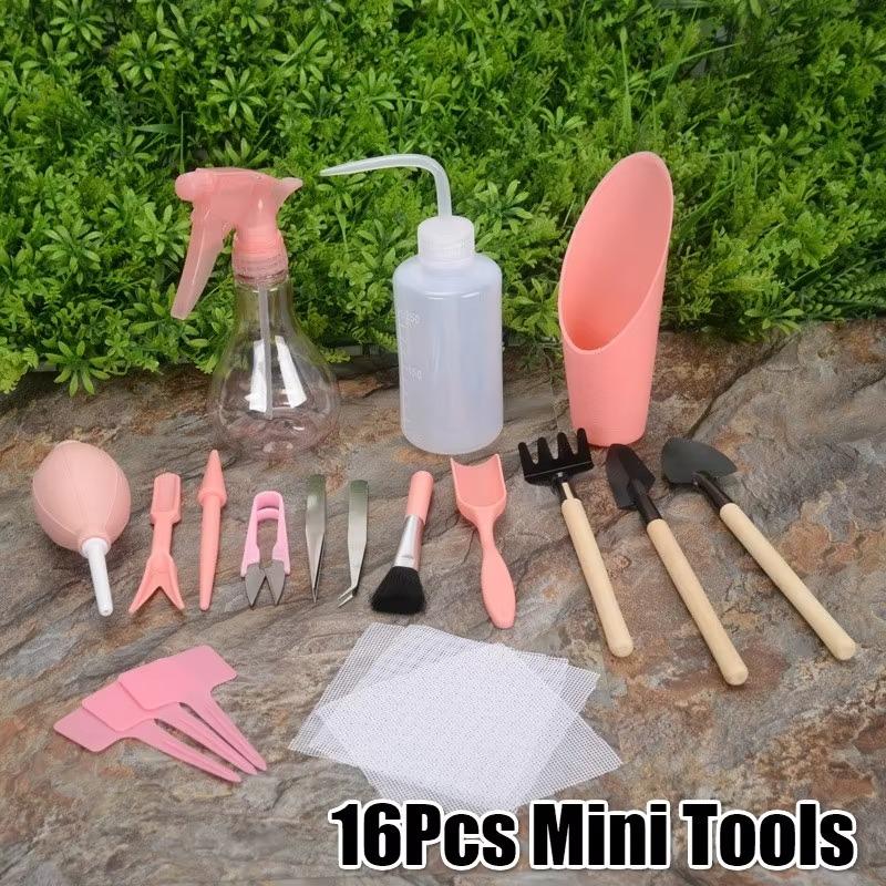 Gardening Hand Tools Set Gardening Tools 16pcs Transplanting Tools Mini Gardening Tool Kit Mini Fairy Garden Planting