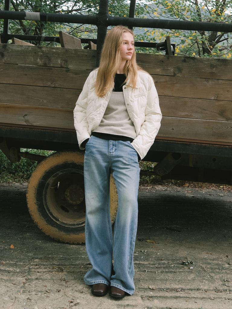 Elssibeui Vintage Wash Bootscut Denim Pants_Blue