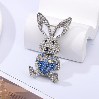 Rabbit Rhinestone Pin Brooch, Diamond Alloy Brooch, Little Rabbit Cute Animal Brooch Clothing Corsage