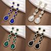 Boucles d'oreilles Goutte d'eau Style Français Vintage pour Femmes avec Détails Strass pour Soirée