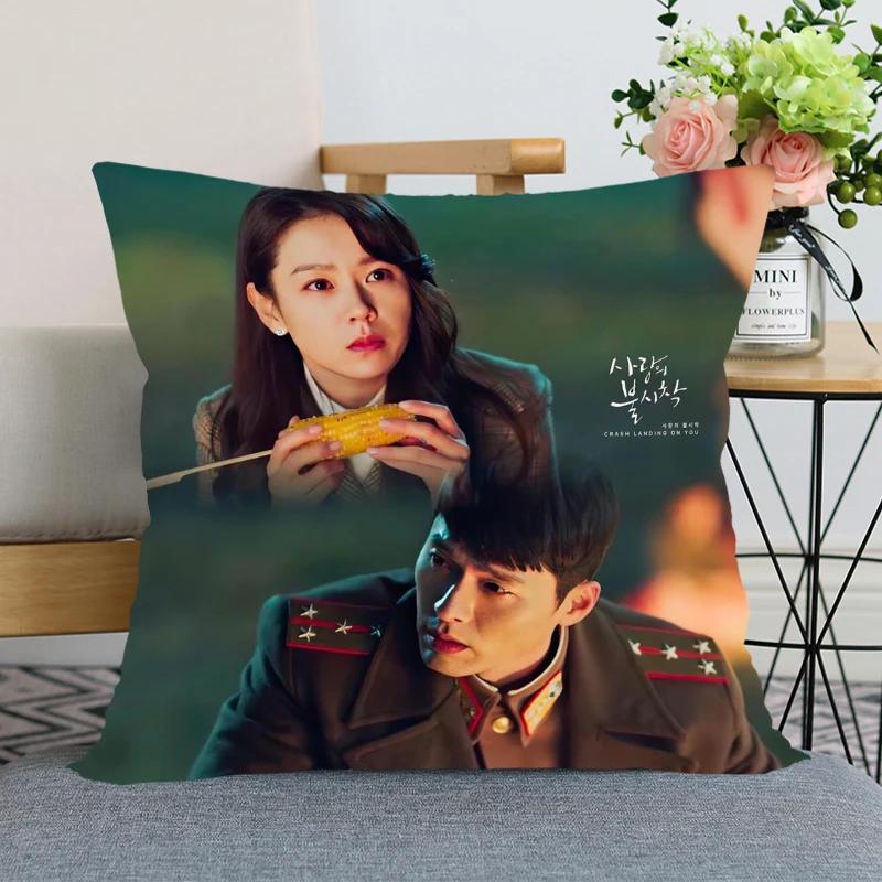 45x45cm Crash Landing On You Hyun Bin Pillowcase Bedroom Home Decorative Pillow Cover Square Zipper Pillow Cases Satin Fabric