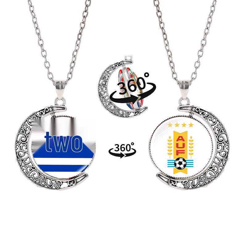 2026 World Cup Flag Emblem Double-Sided Crescent Pendant Necklace