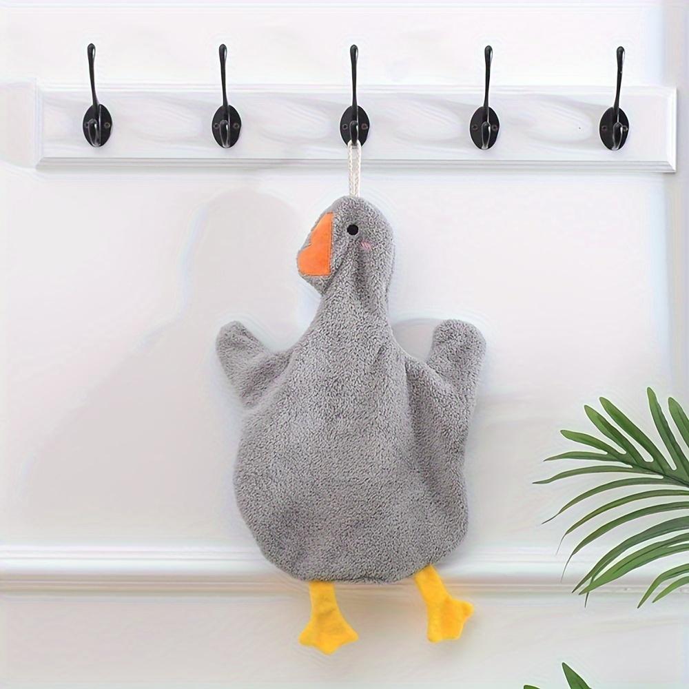 1pc Cartoon Duck Hand Towel Quick-Drying, Absorbent, Hanging Kitchen & Bathroom Towel, Soft Plush
