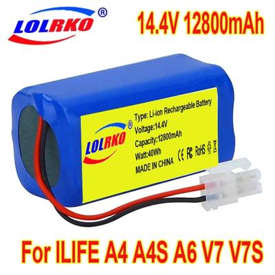 14 .8v 12800mah 14 .4v 9800mah Lithium Battery for Ilife A4 A4s V7 A6 V7s Plus Robot Vacuum Cleaner Ilife 4s1p Real Capacity
