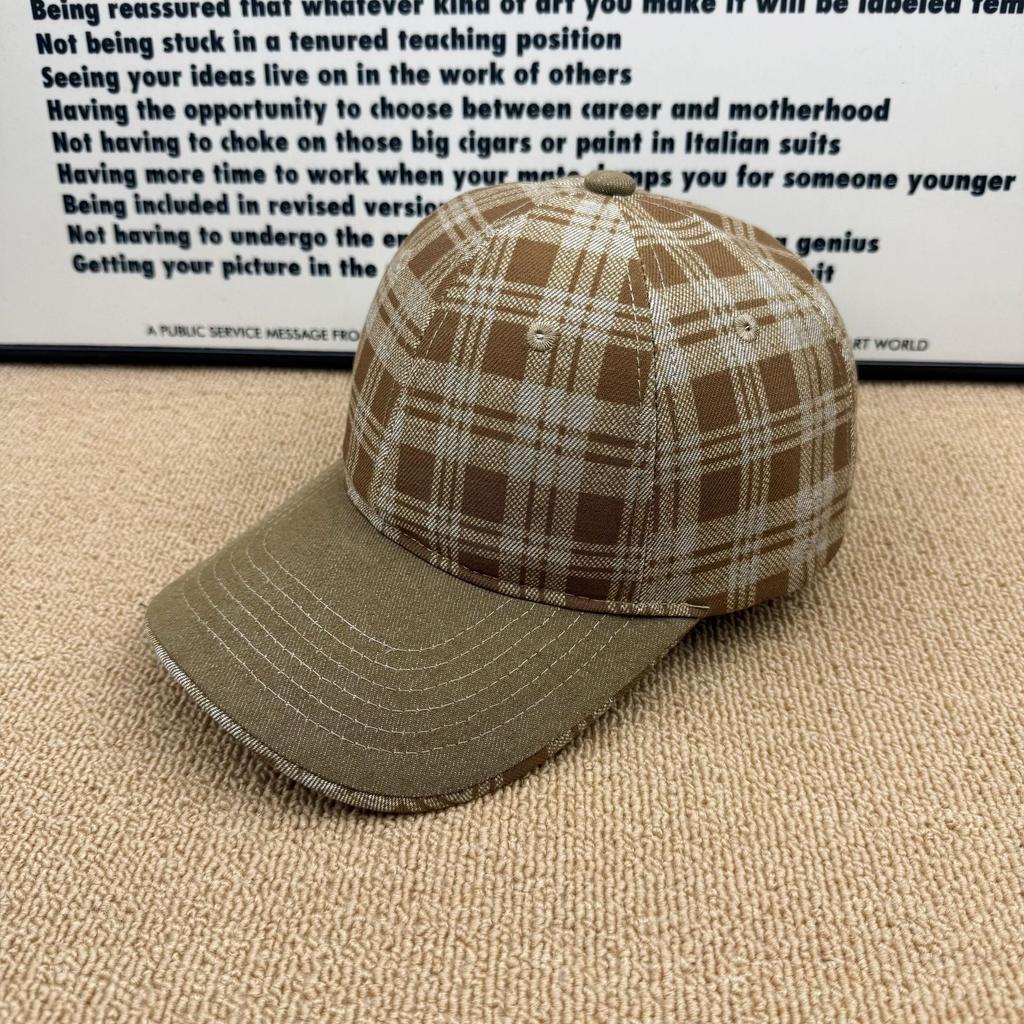Retro Plaid Denim Baseball Cap Women's New American Plaid Cap Men's Versatile Sunshade Sunscreen Hat