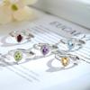 Classic S925 Sterling Silver Ring, Oval Natural Crystal & CZ Adjustable Band for Ladies