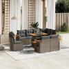 Vidaxl 9-Cz. Garden Furniture Set With Cushions, Grey, Poly Rattan